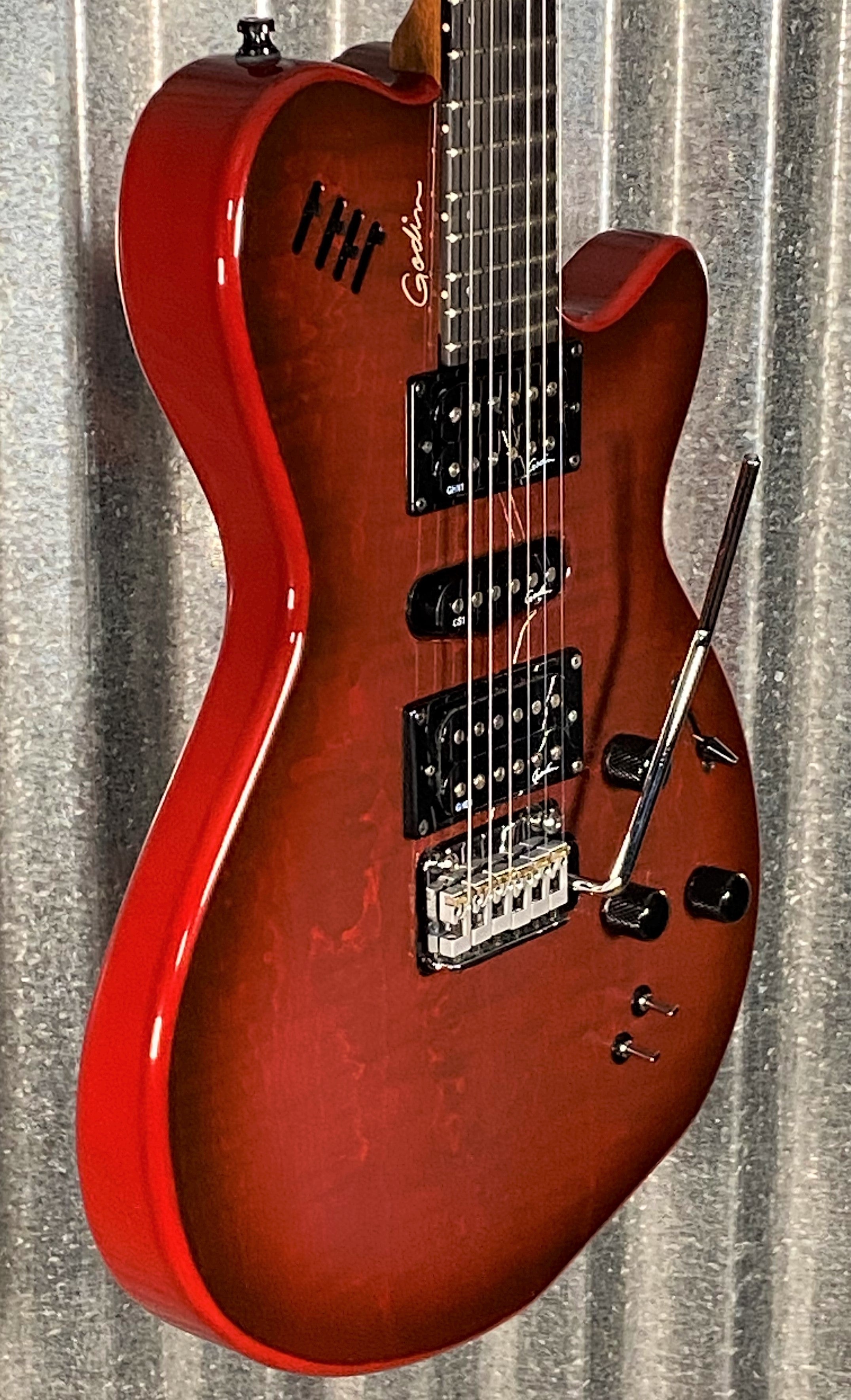 Godin xtSA Lightburst Flame Dark Trans Red Roland Synth Ready