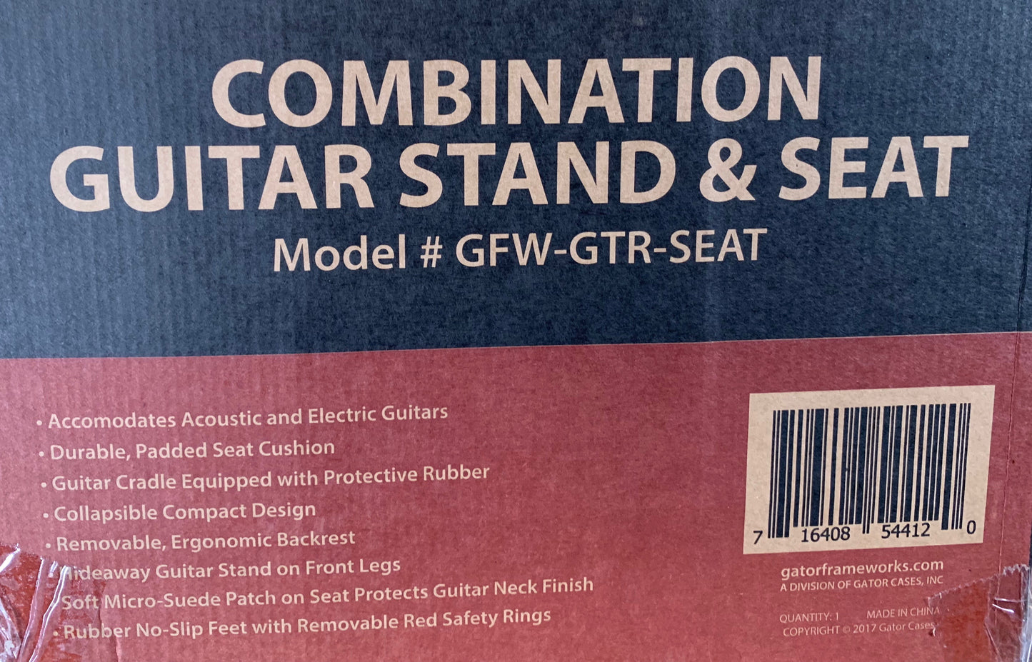 Gator Frameworks GFW-GTR-SEAT Combination Guitar Performance Seat & Guitar Stand Black