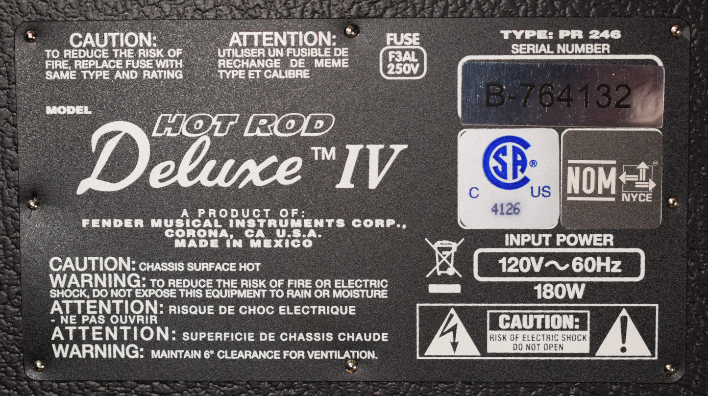 Fender Hot Rod Deluxe IV 1x12" 40 Watt All Tube Guitar Combo Amplifier Used