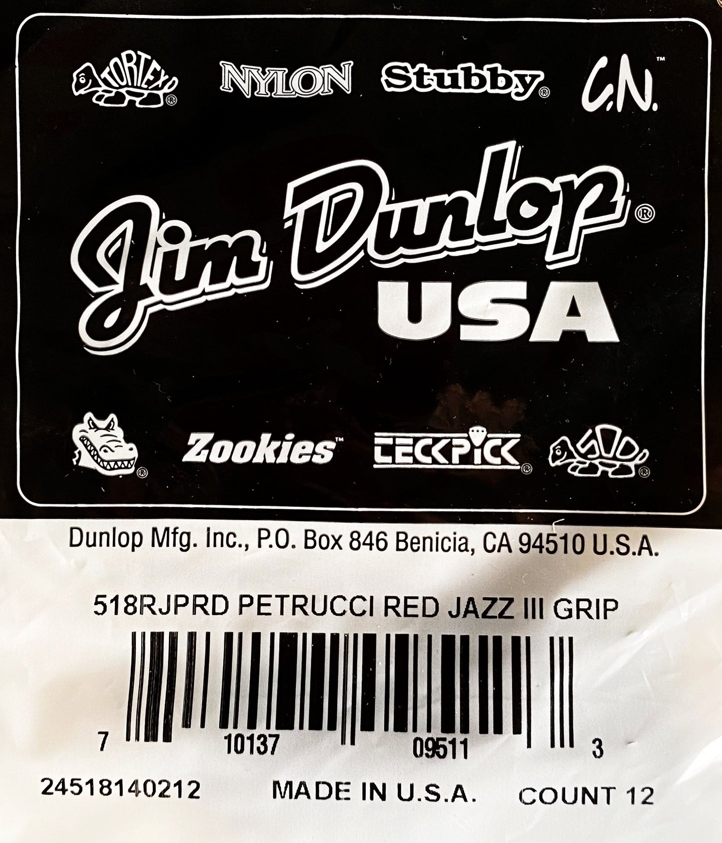 Dunlop 518-JPRD John Petrucci Red Primetone Jazz III 1.38mm Guitar Pick 12 Count