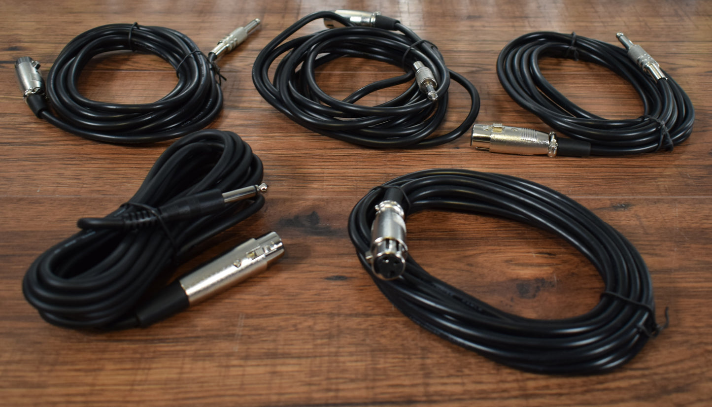 VocoPro MK-7 Dynamic Wired Microphone Set of Five With Cables Used