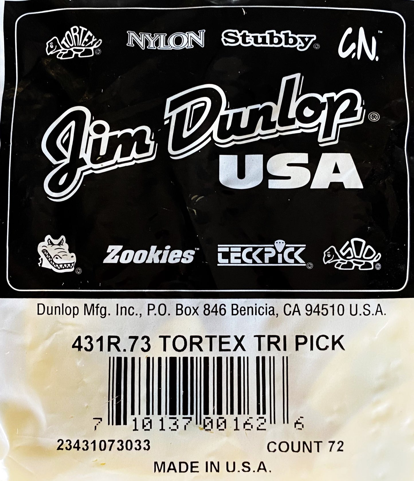 Dunlop 431-073 Tortex Triangle .73mm Guitar Pick Bag 72 Count