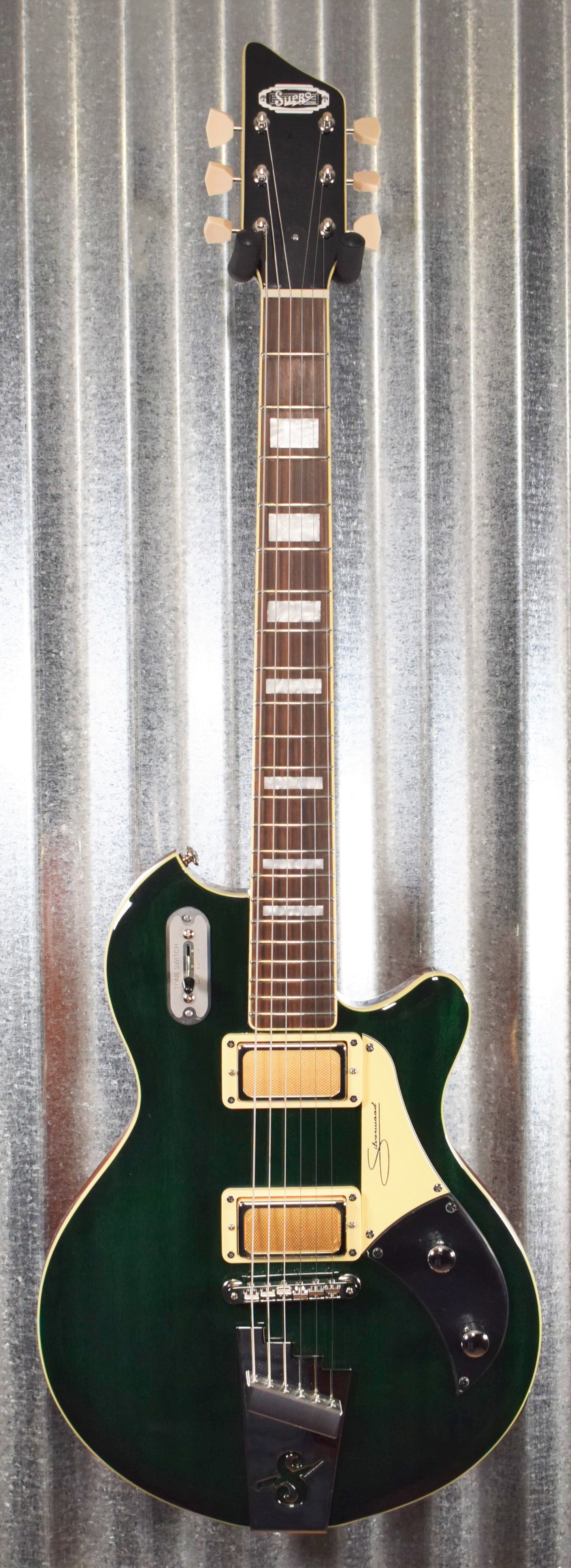 Supro 1296BG Silverwood Trans British Racing Green Guitar & Bag Demo #0588