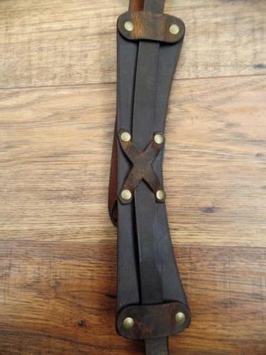 LM Products VK-1 BR The Helheim Viking Design Brown Leather Guitar Strap