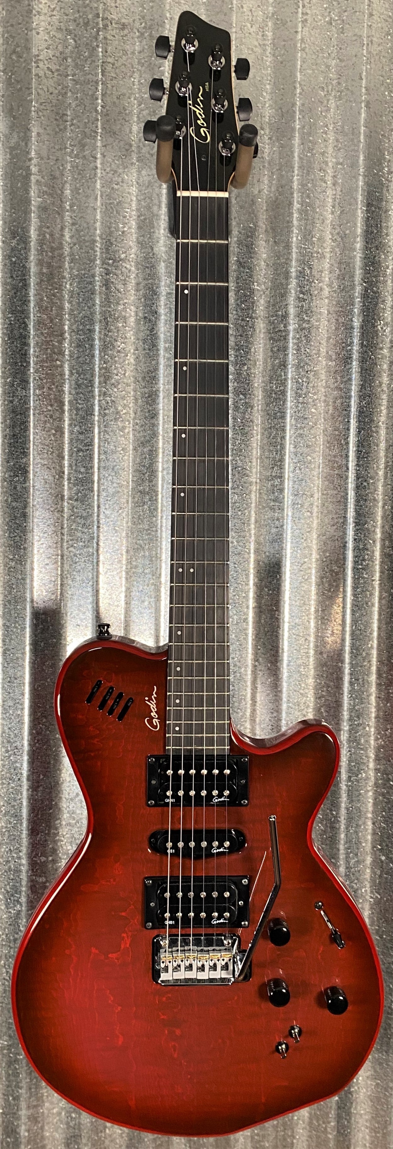 Godin xtSA Lightburst Flame Dark Trans Red Roland Synth Ready