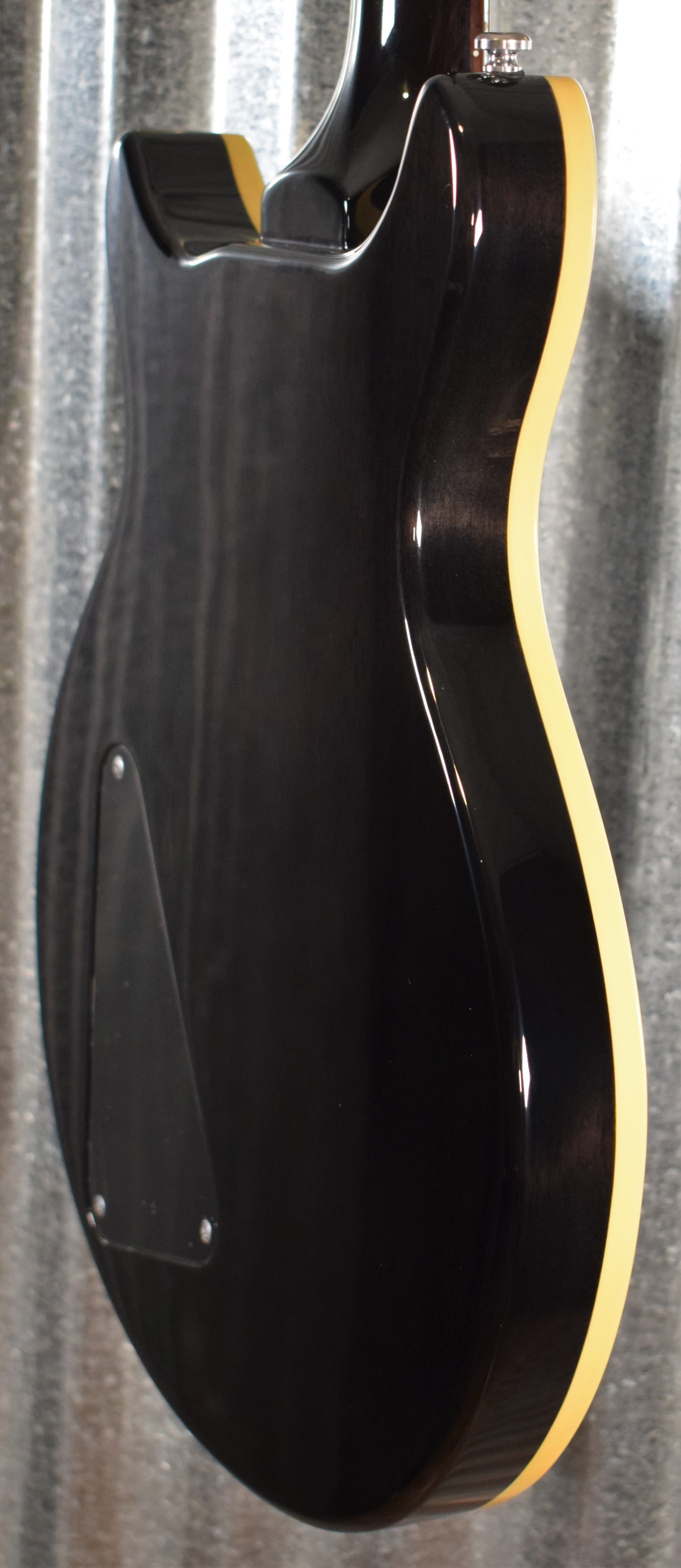 Hamer Archtop Flame Trans Black Double Cut Guitar SATF-TBK #0922 B Stock