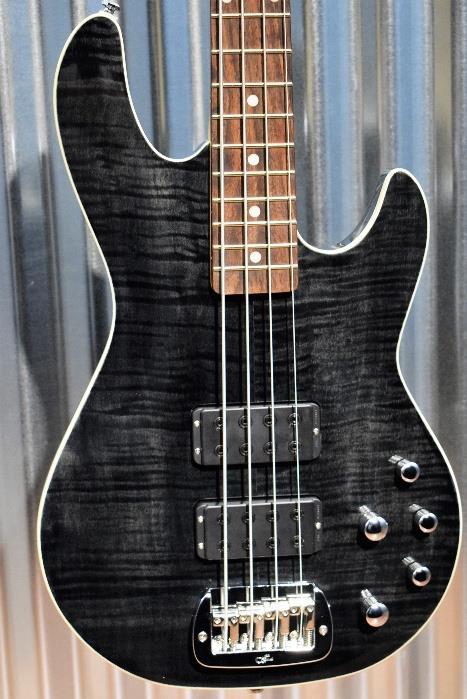 G&L Tribute M-2000 GTS 4 String Carved Flame Top Trans Black Bass #8460