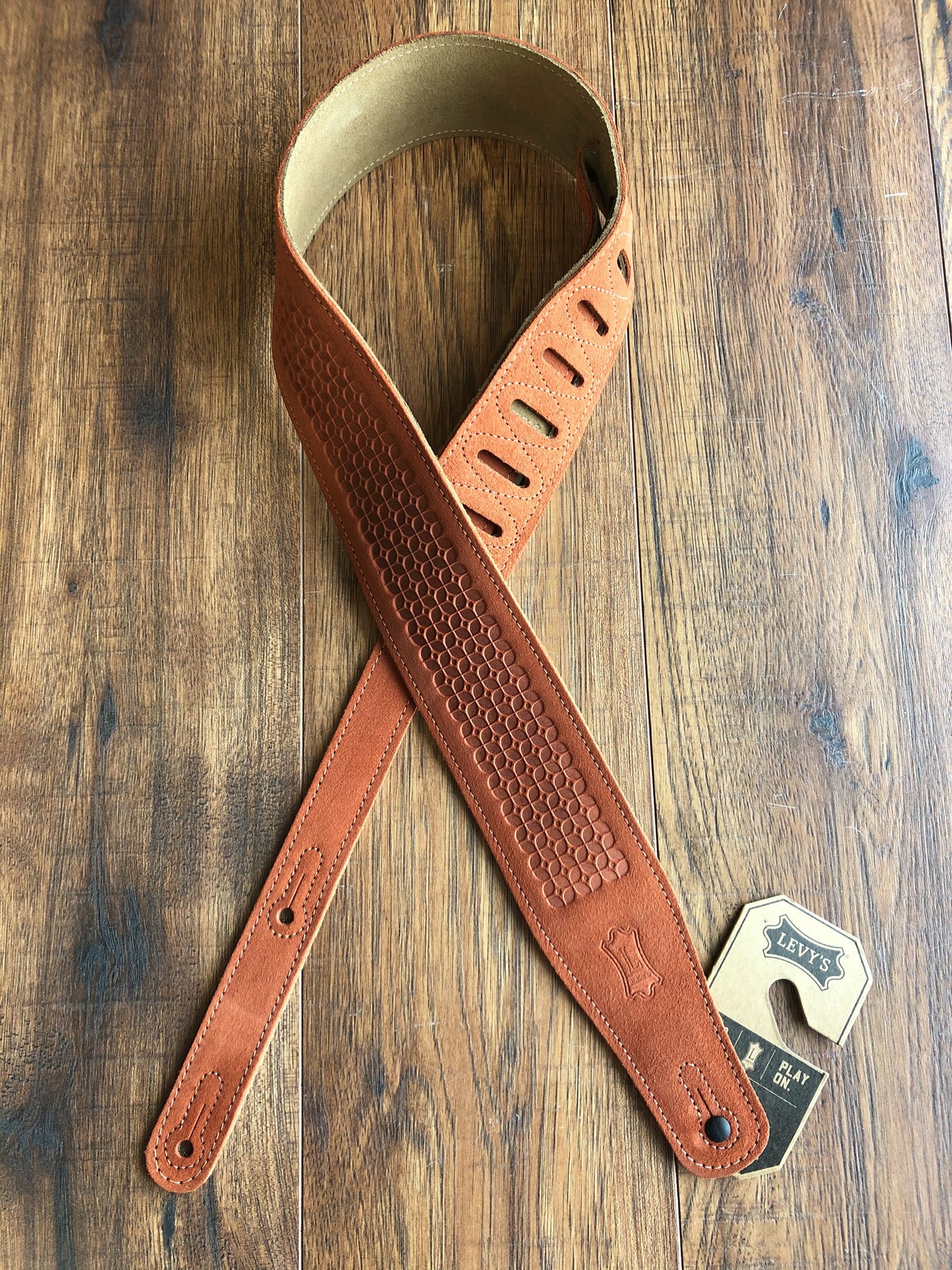 Levy's MS26SQ-CPR 2.5" Adjustable Suede Leather Guitar & Bass Strap Copper