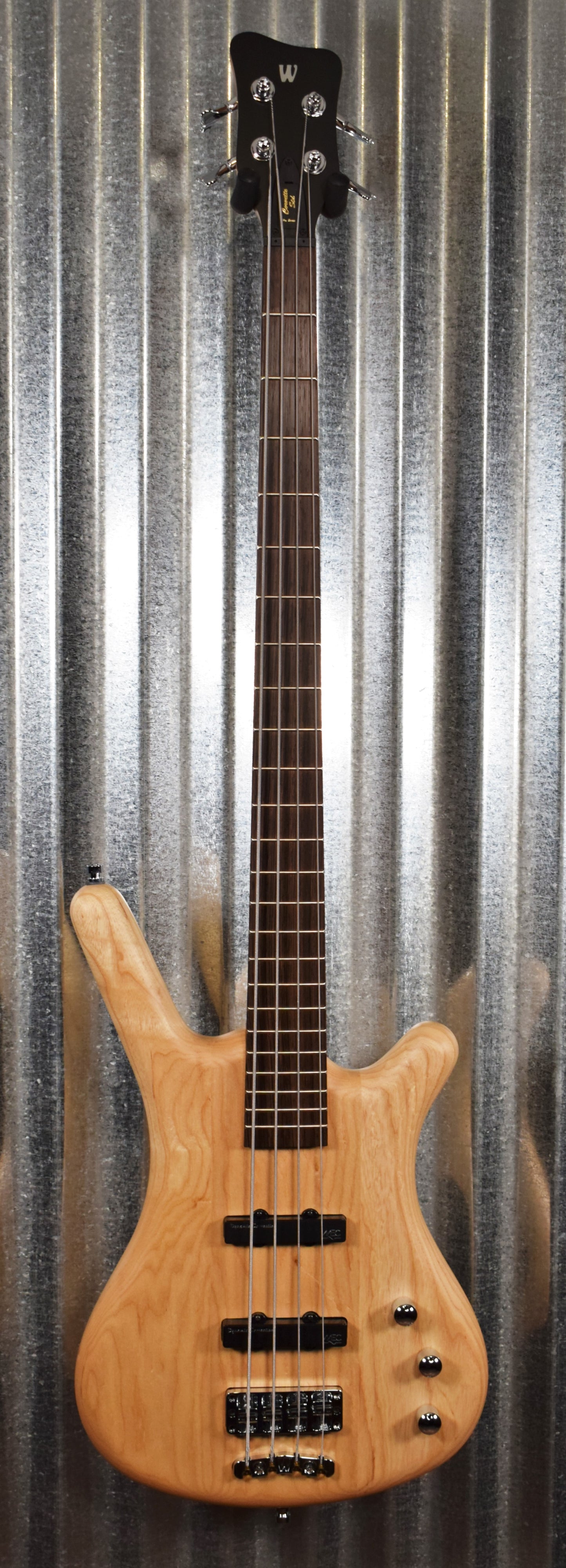 Warwick German Pro Series Corvette Standard Natural Ash 4 String Bass & Bag #7318
