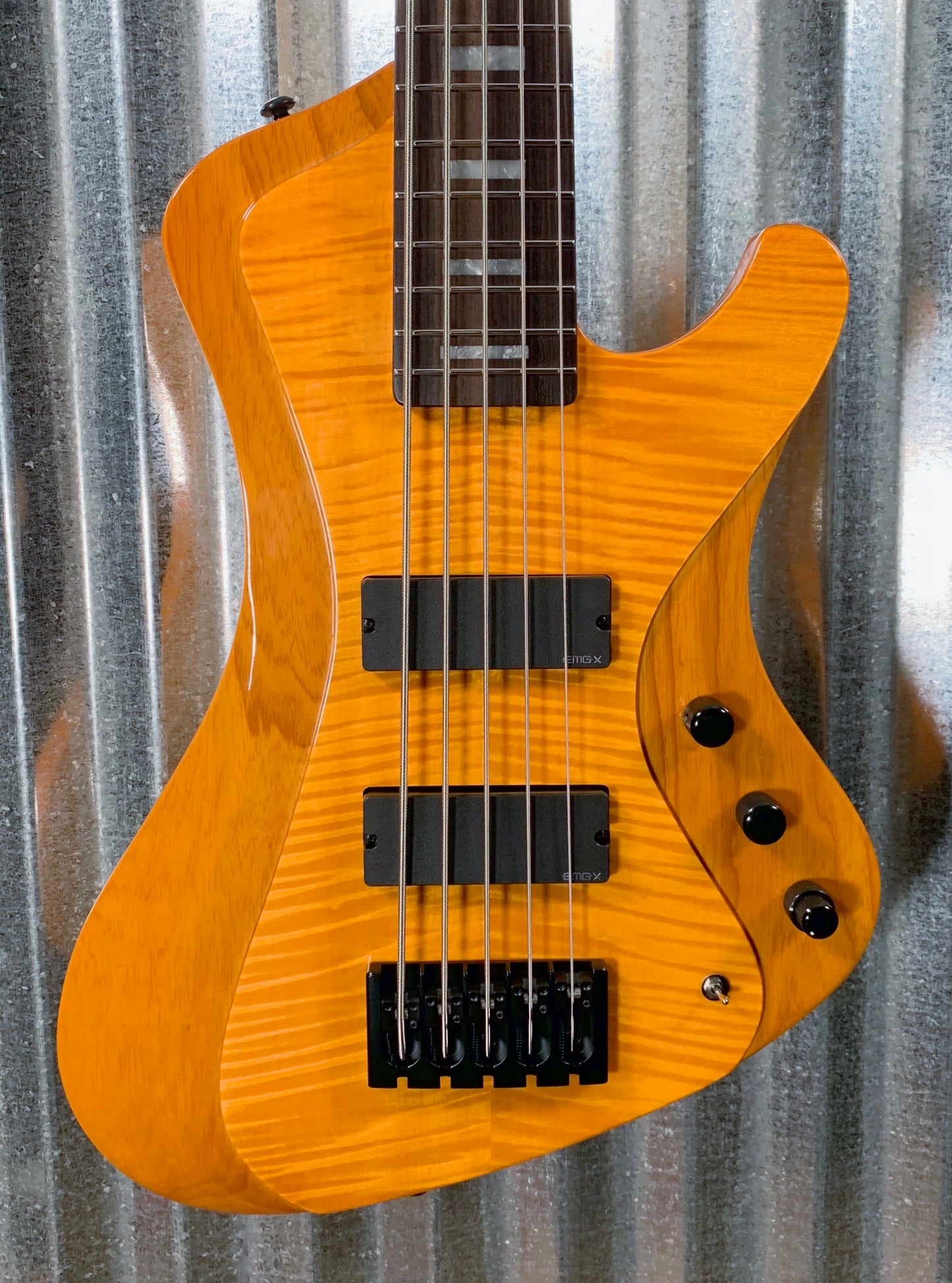 ESP LTD STREAM-1005 Flame Honey Natural EMG 5 String Bass & Bag LSTREAM1005FMHN #0523 Demo