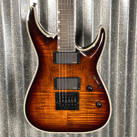 ESP LTD MH-1000 Evertune Flame Top Dark Brown Sunburst EMG Guitar #1608 B Stock