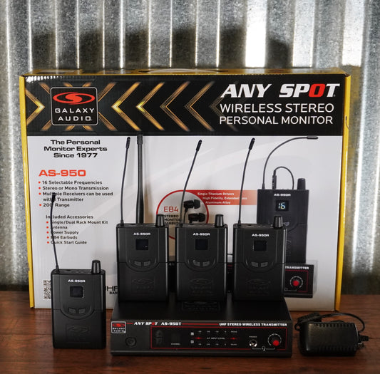 Galaxy Audio AS-950-4N Wireless In Ear Monitor System WPM BAND Pack EB4 Earbuds