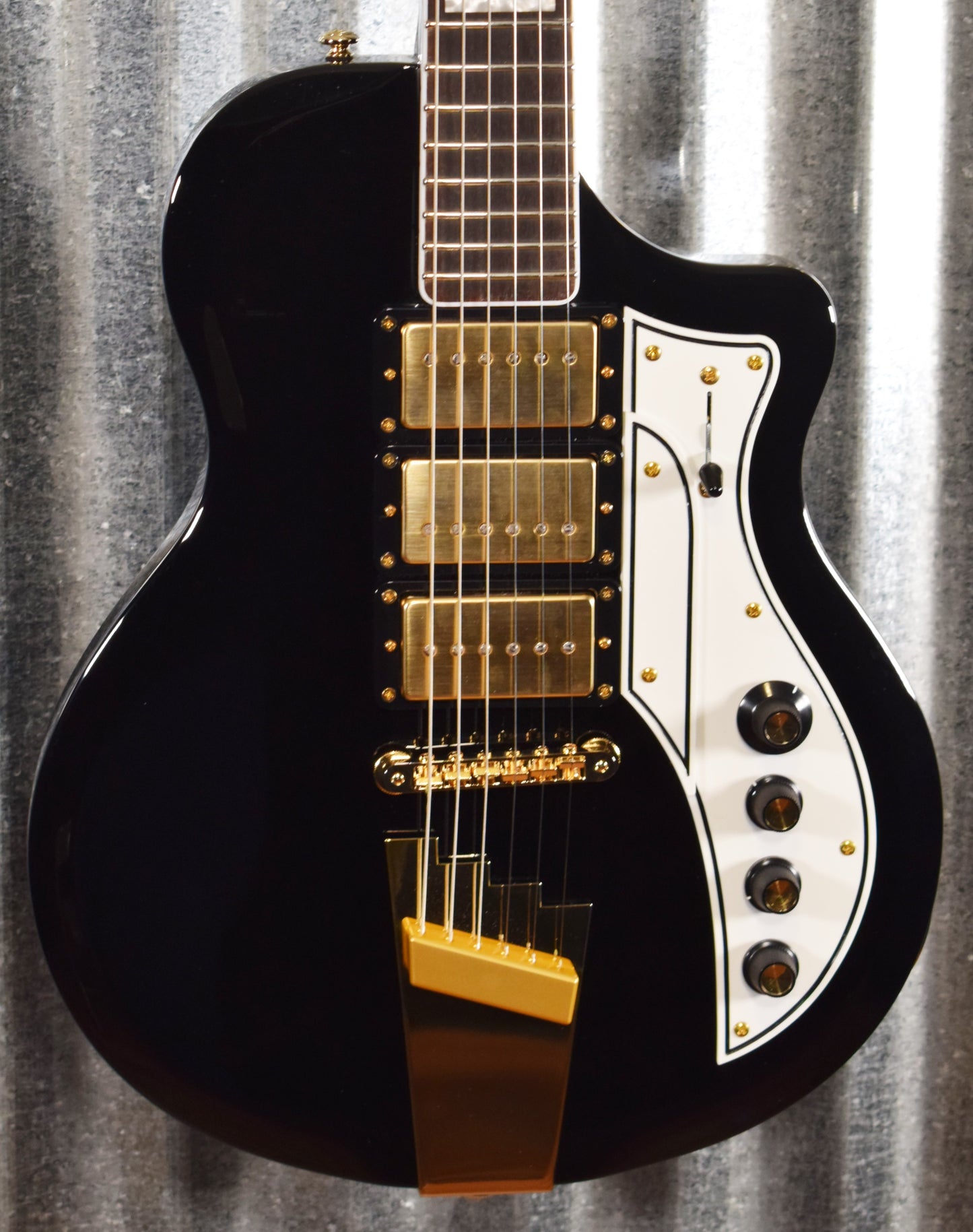 Supro 1275JB Tri Tone Jet Black Guitar & Bag Demo #0860