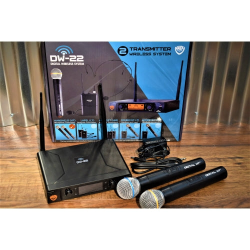 Nady Audio DW-22 HT Digital Wireless System Dual Handheld Microphones & Receiver