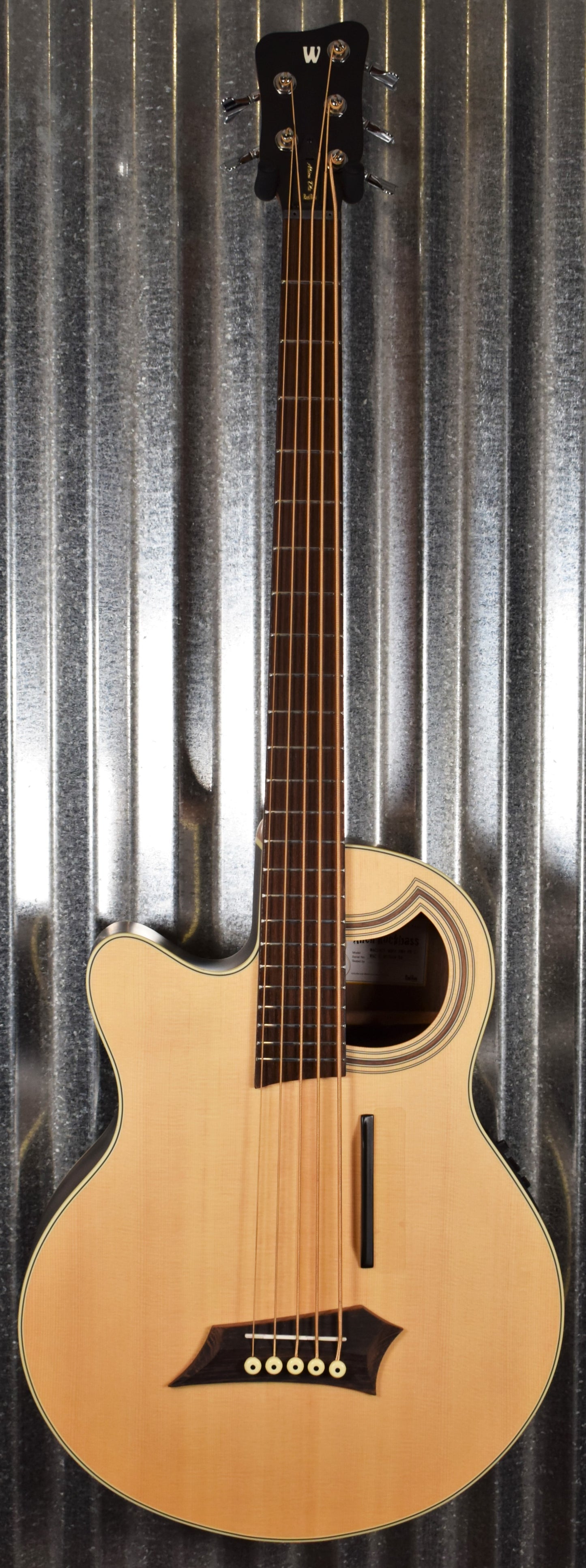 Warwick Rockbass Alien Deluxe Acoustic Electric 5 String Bass Left Hand Natural & Bag #4920