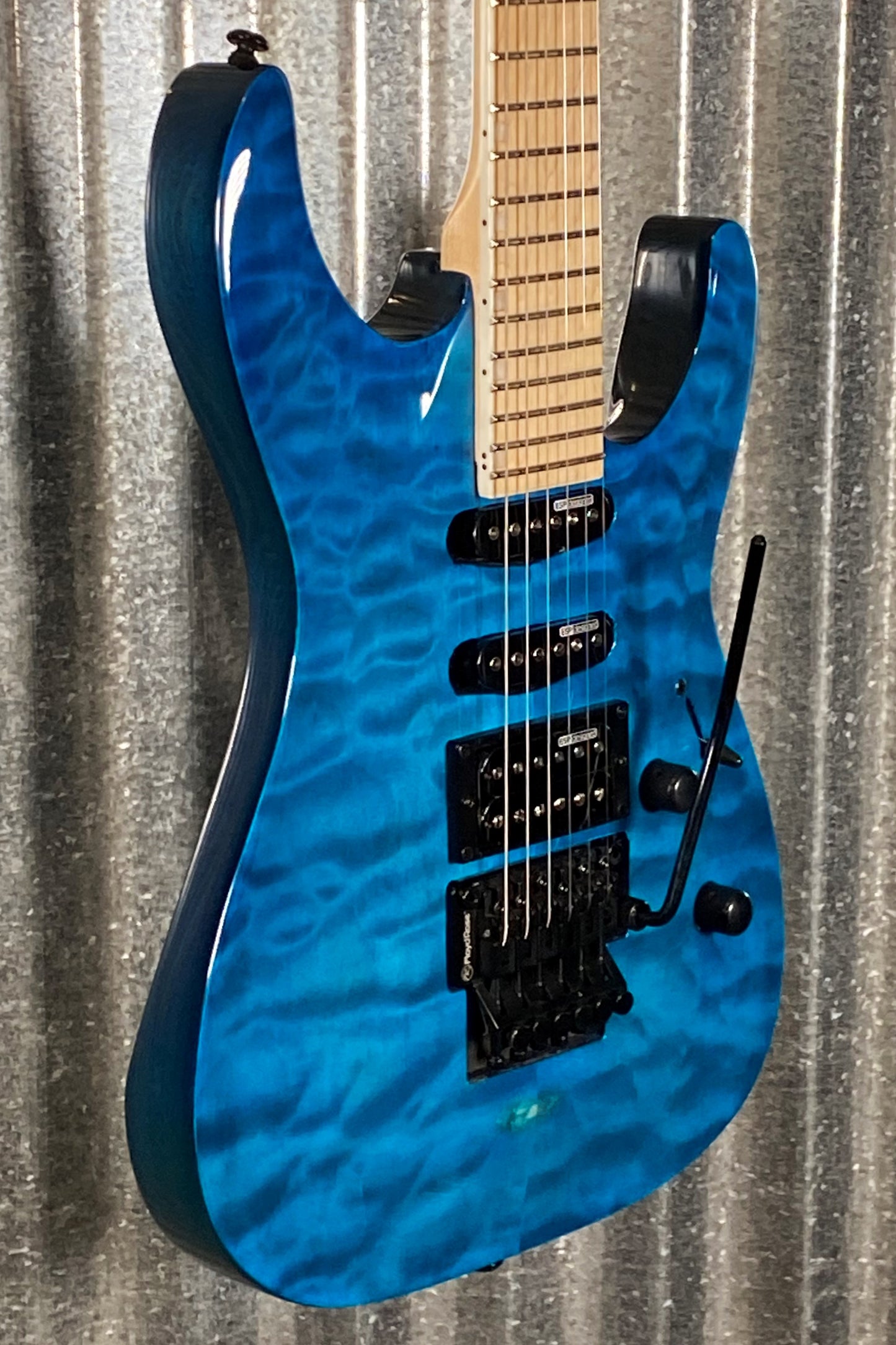 ESP LTD MH-203QM See Thru Blue Quilt Top Guitar MH203QMSTB #0520 Used