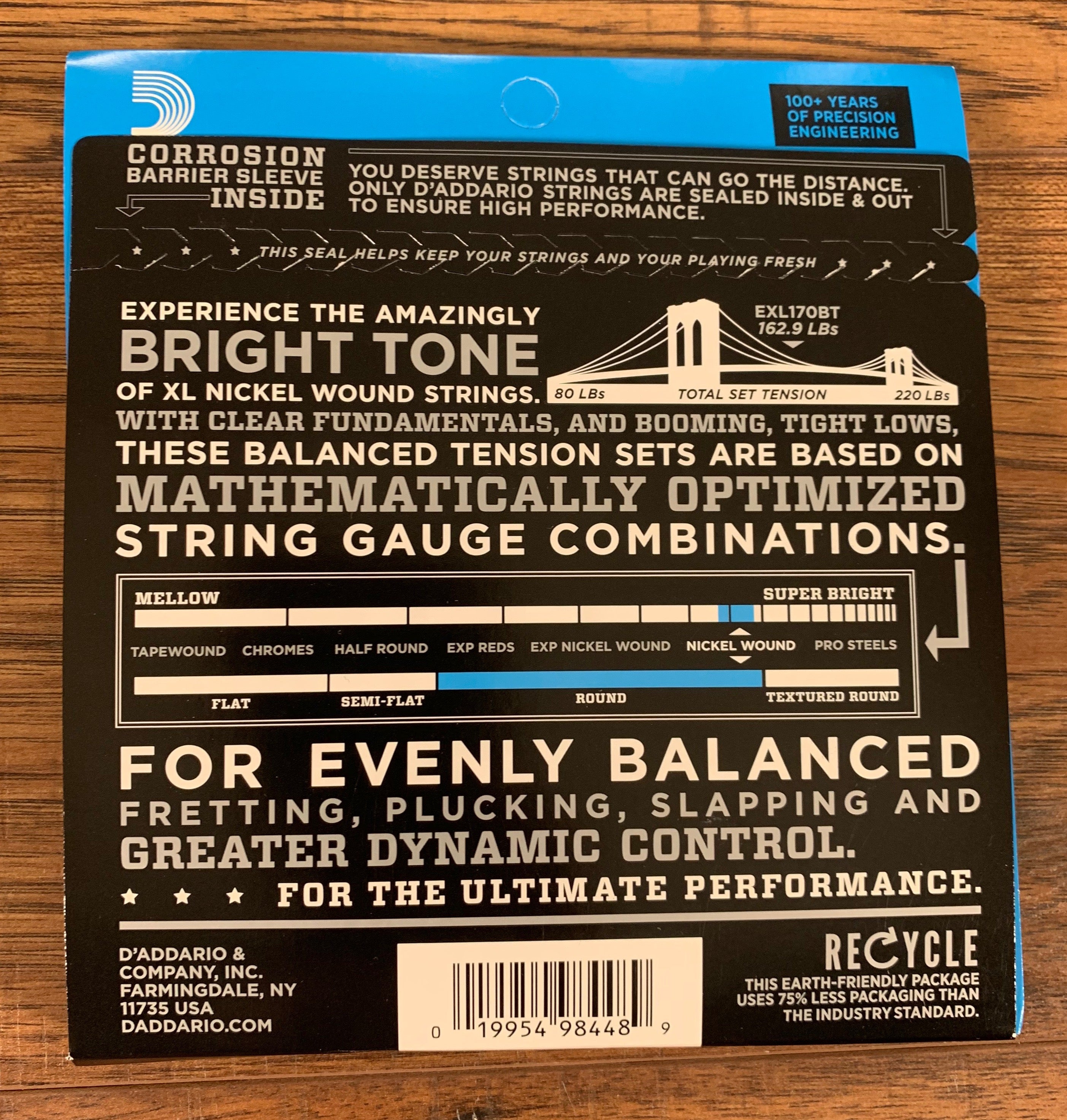 D'Addario EXL170BT Balanced Tension Light Nickel Wound Long Scale Bass –  Specialty Traders
