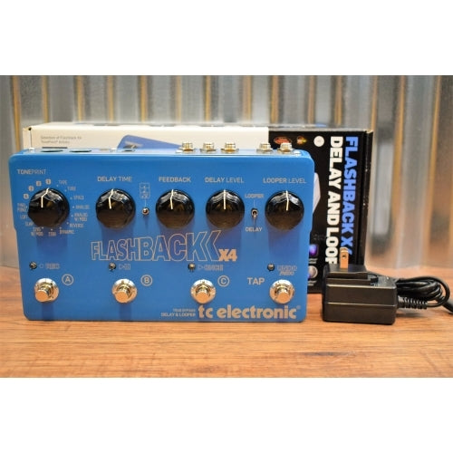 TC Electronic Flashback X4 Delay Looper Guitar Bass Effect Pedal & AC Adapter