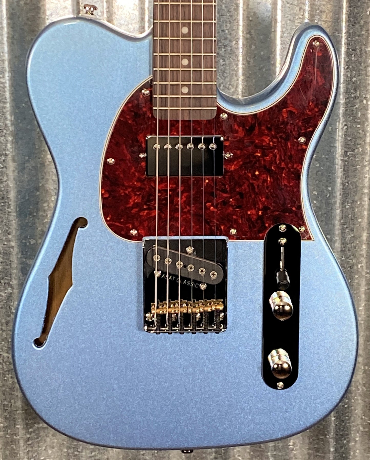 G&L Tribute ASAT Classic Bluesboy Lake Placid Blue Semi Hollow Guitar Blem #2127