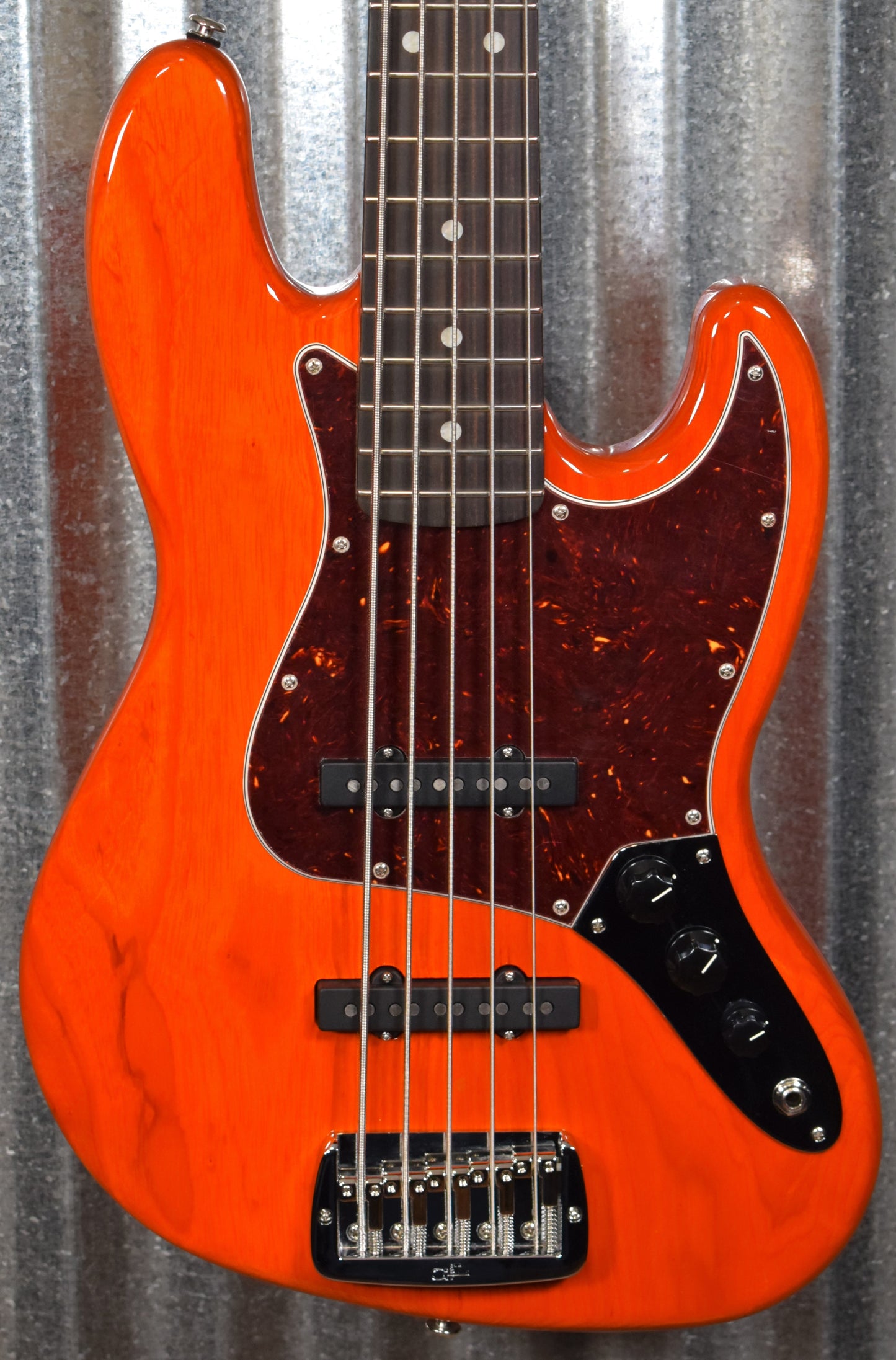 G&L USA JB-5 5 String Jazz Bass Clear Orange & Case JB5 #2085