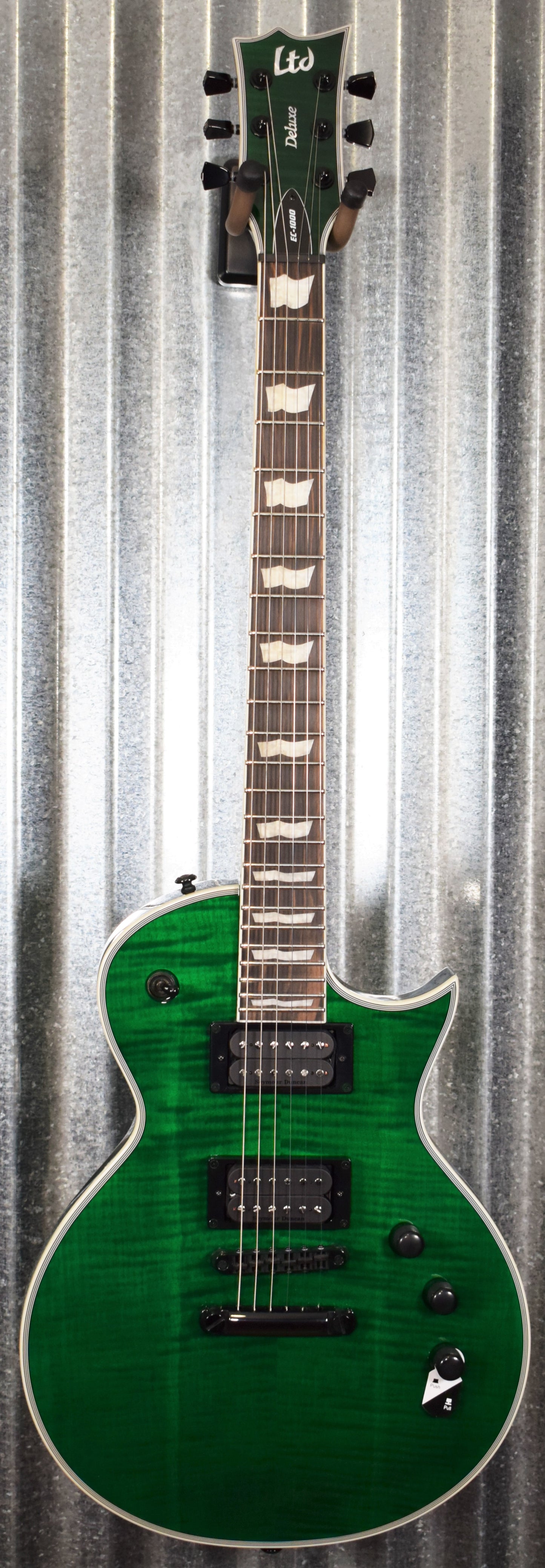ESP LTD EC-1000 Flame See Thru Green Seymour Duncan Guitar LEC1000FMSTG #0944