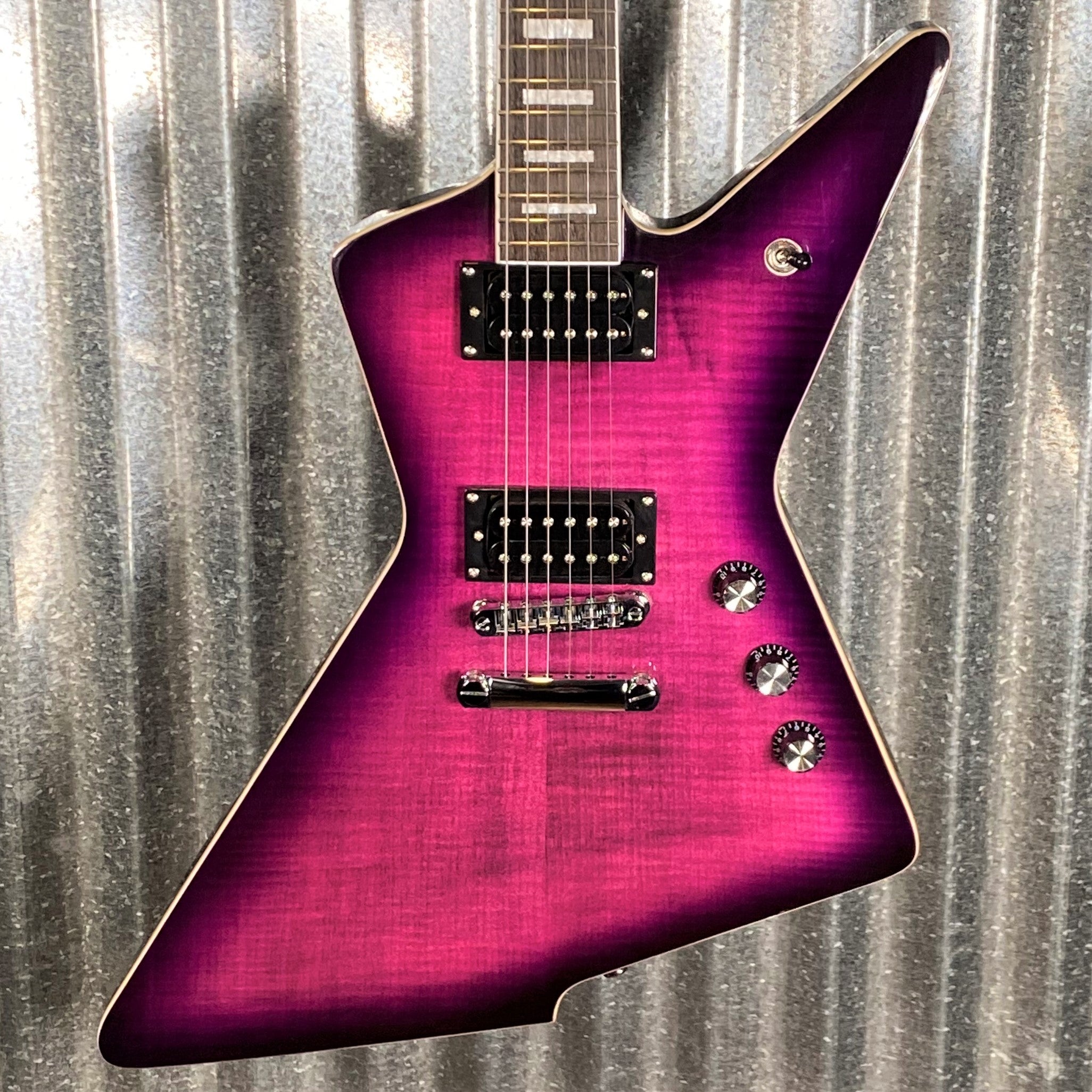 Westcreek Revenge Explorer Flame Transparent Purple Burst Guitar #0149 ...