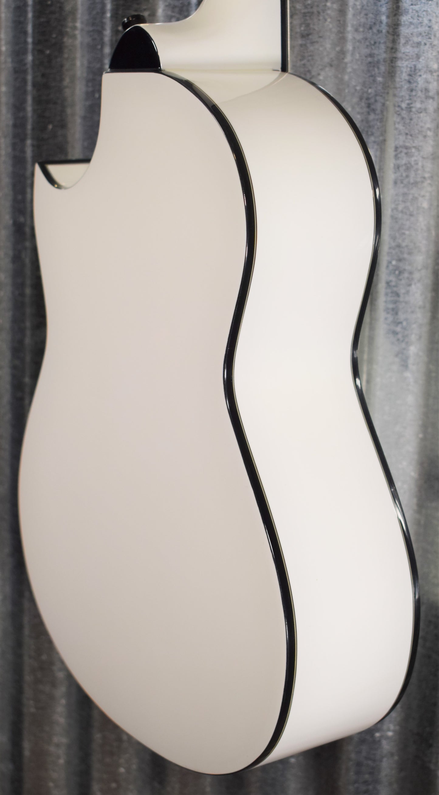 Ortega Guitars Deep Traveler D-Walker-WH White Short Scale Acoustic Electric Bass & Bag #1317 B Stock