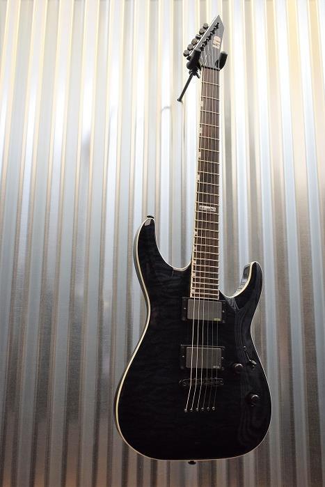 ESP LTD MH-401 Neck Through Quilt Top See Through Black Guitar & Case #1572