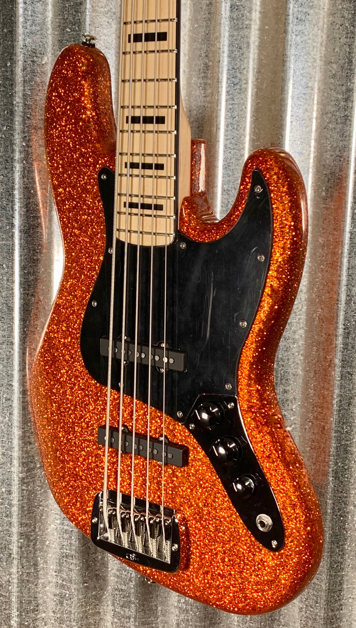 G&L Guitars USA JB5 5 String Jazz Bass JB Orange Metal Flake & Case JB-5 2018 #0033