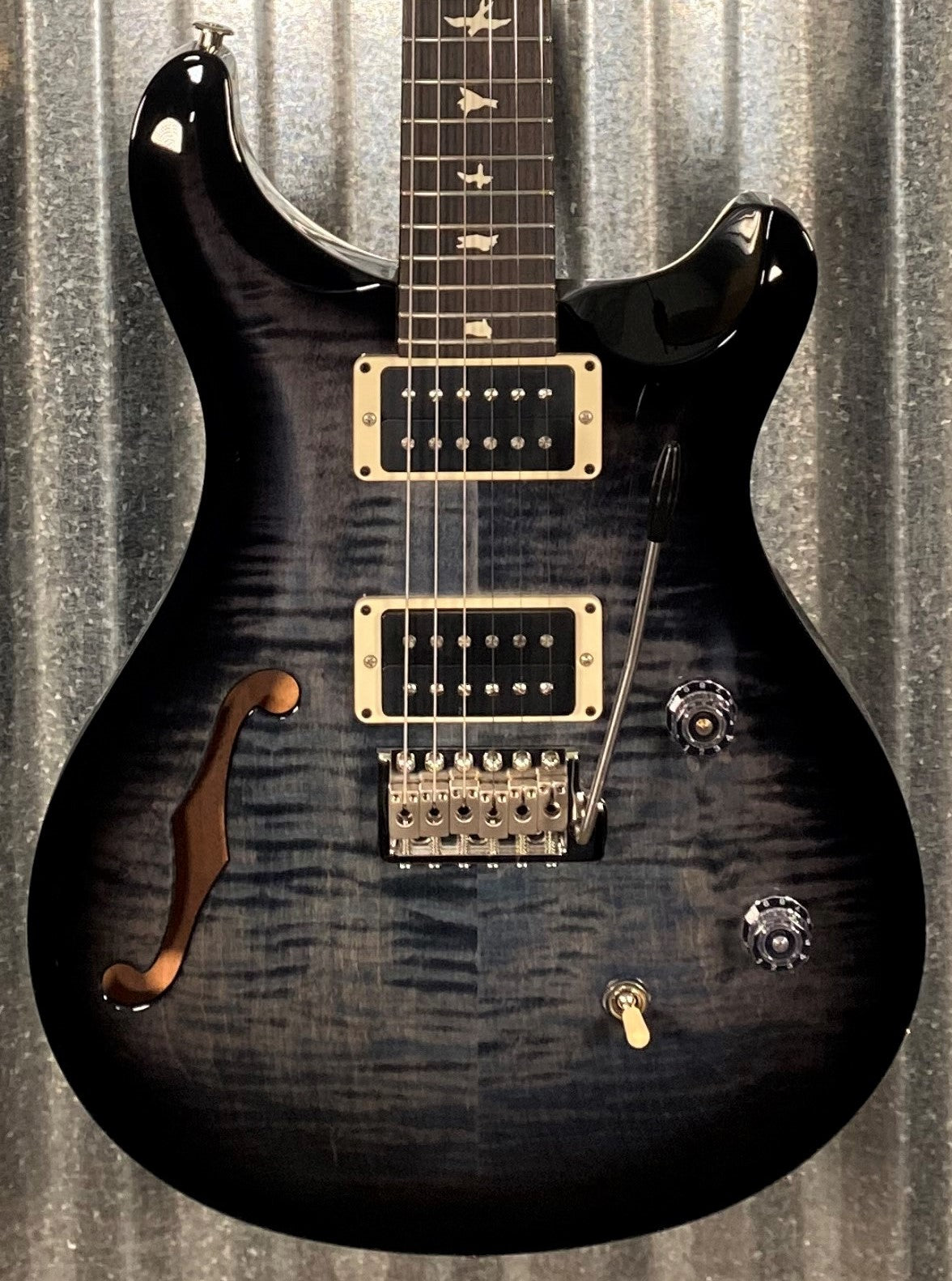 PRS Paul Reed Smith USA CE24 Semi Hollow Faded Whale Blue Black Wrap Burst Guitar & Bag #5811