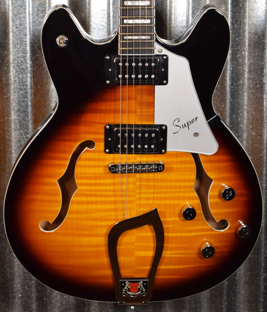 Hagstrom Super VIking Tobacco Sunburst Semi-Hollow Guitar & Case #0410 Used