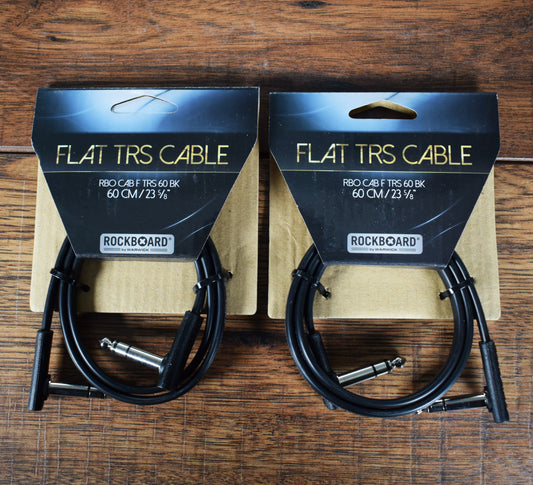 Warwick Rockboard Flat Patch TRS Guitar Bass Pedalboard Expression Cable 60CM 1.96' Black 2 Pack