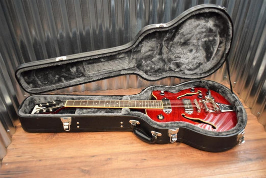 Ephiphone Wildkat Semi Hollow Bigsby Flame Top Wine Red Guitar & Case