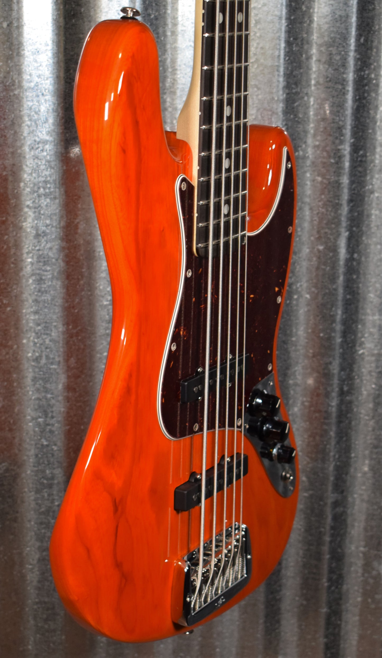 G&L USA JB-5 5 String Jazz Bass Clear Orange & Case JB5 #2085