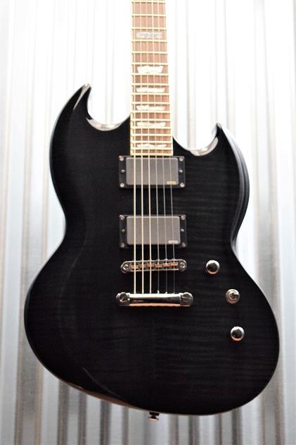ESP LTD Viper 300 Flame Top See Through Black EMG 81 85 Guitar 300FMSTBLK #721