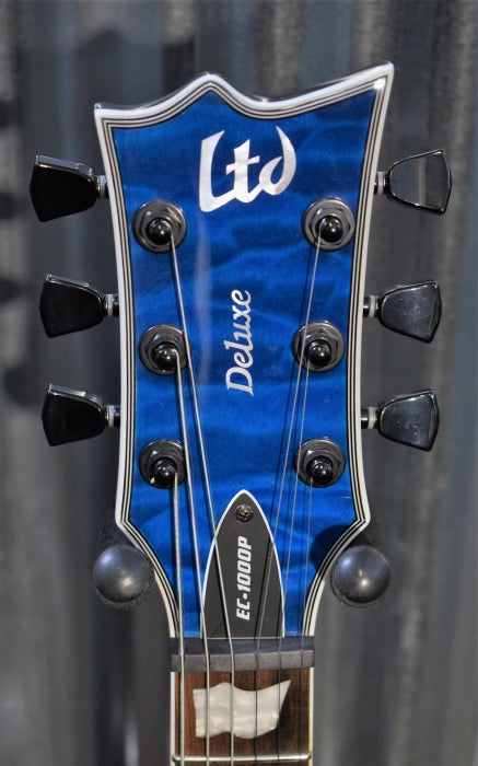 ESP LTD EC-1000 Piezo Bridge  Quilt Top See Thru Blue Guitar & Bag EC1000PIEZOQMSTB #1150