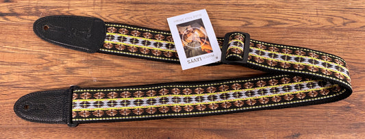Levy's M8HT-19 2" 60's Hootenanny Jacquard Weave Guitar Strap Black Yellow