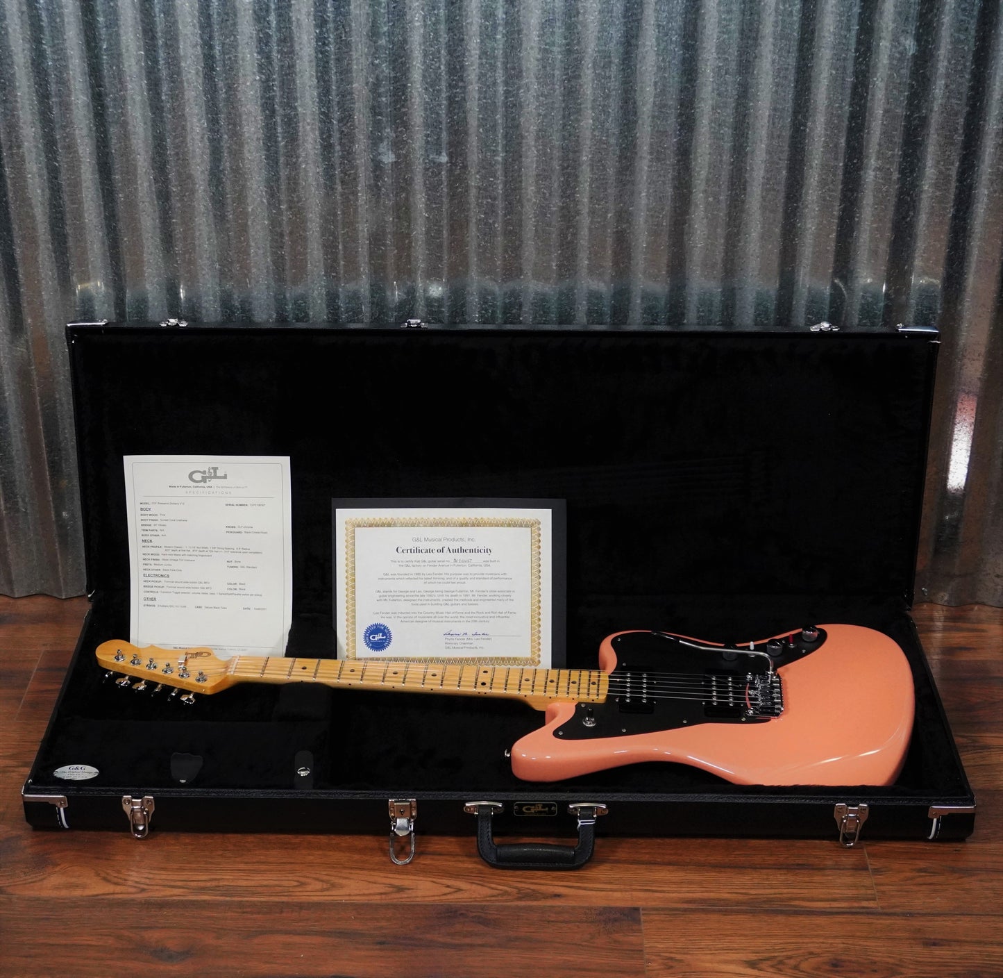 G&L USA CLF Doheny V12 Sunset Coral Rosewood Satin Neck Guitar & Case #6167