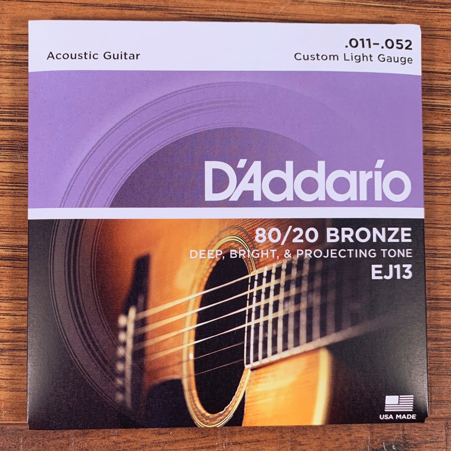 D'Addario EJ13 80/20 Bronze Custom Light Acoustic Guitar Strings 11-52 3 Pack