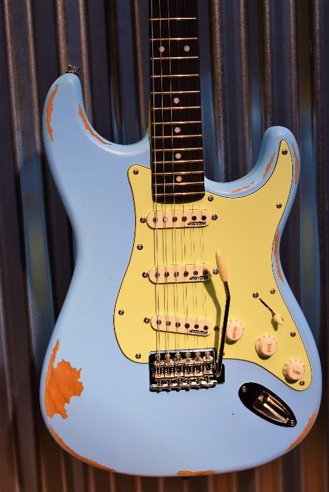 Vintage Icon V6MRLB SSS Relic Distressed Laguna Blue Wilkinson Guitar  #25