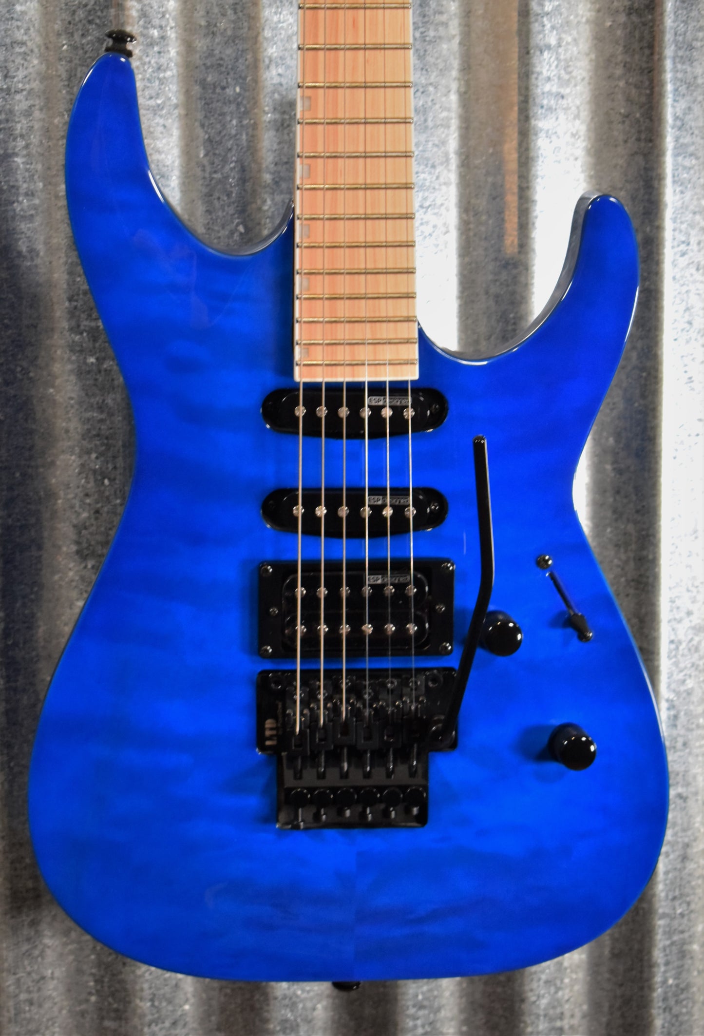 ESP LTD MH-203QM See Thru Blue Quilt Top Guitar MH203QMSTB #0091