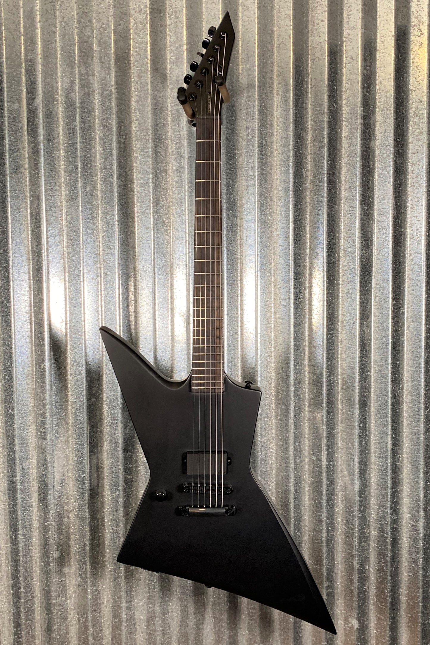 ESP LTD EX LH Black Metal EMG Black Satin Left Hand Guitar LEXBKMBLKSLH #2210 Used