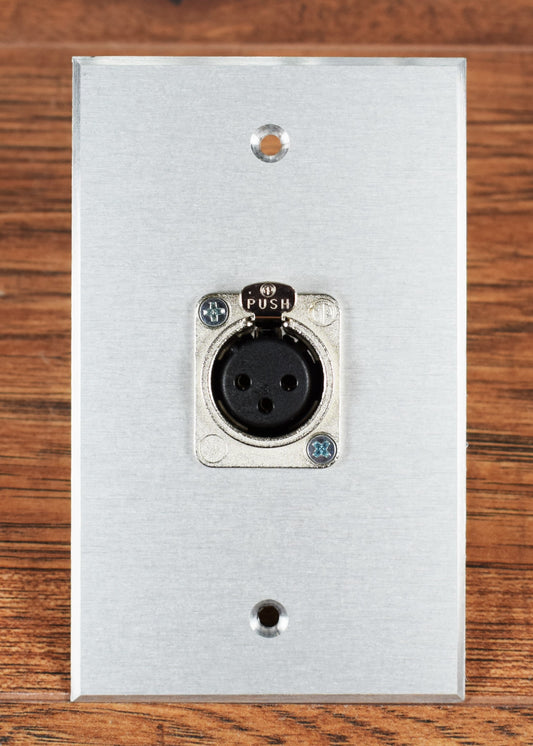 RapcoHorizon SP-1DFN XLR Single Gang Wall Plate with 1 Neutrik NC3FD-L-1 Connector Aluminum