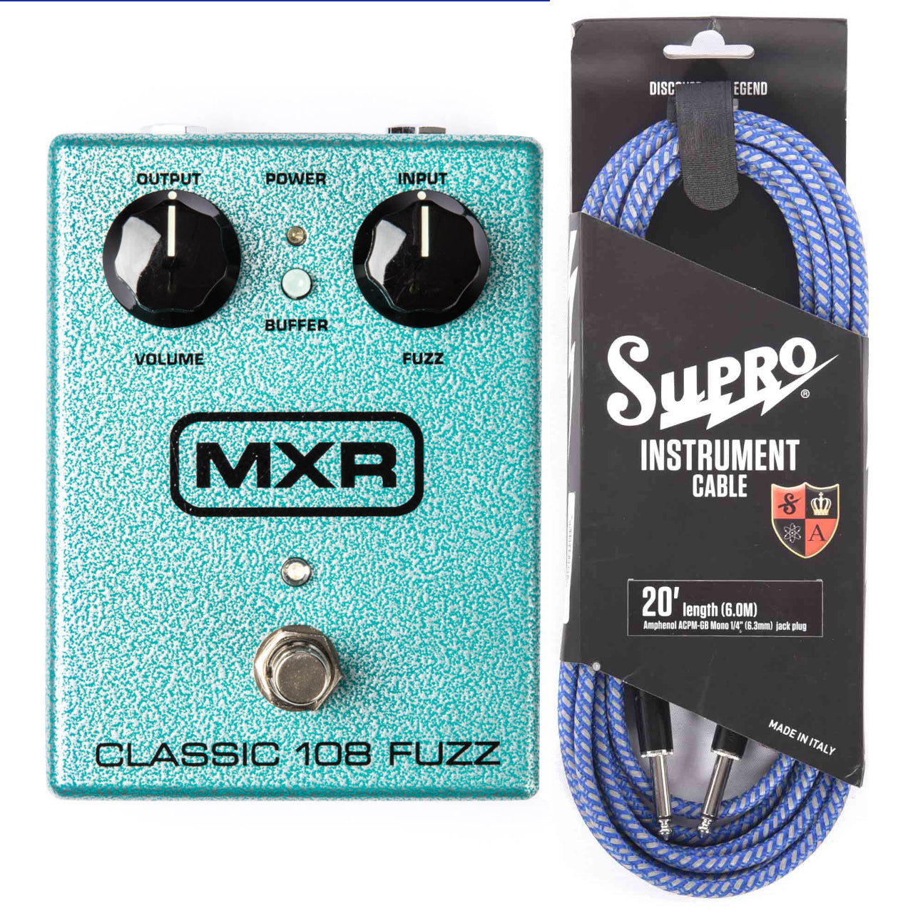 Dunlop MXR M173 Classic 108 Fuzz Guitar Effect Pedal + FREE Supro 20' Cable