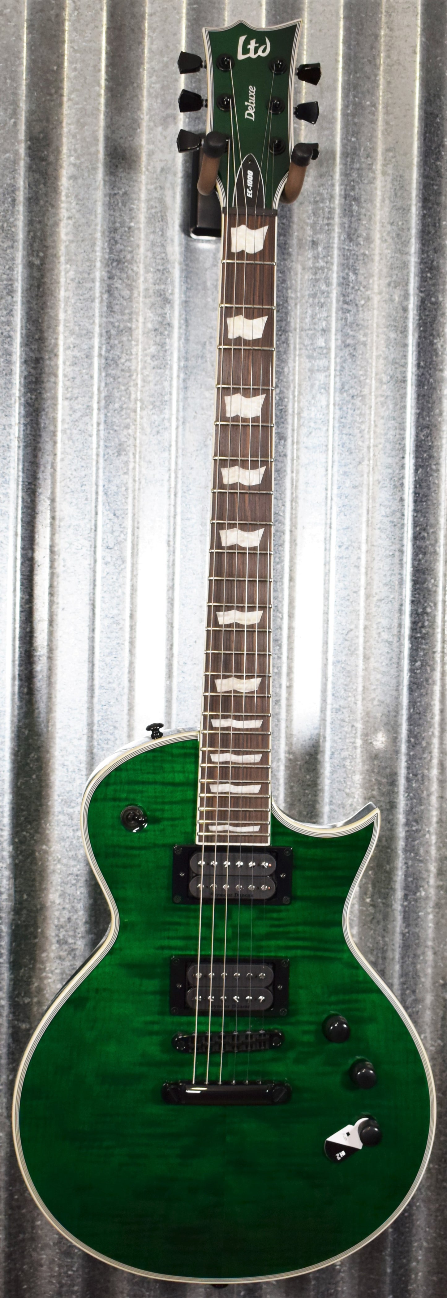ESP LTD EC-1000 Flame See Thru Green Seymour Duncan Guitar LEC1000FMSTG #0698