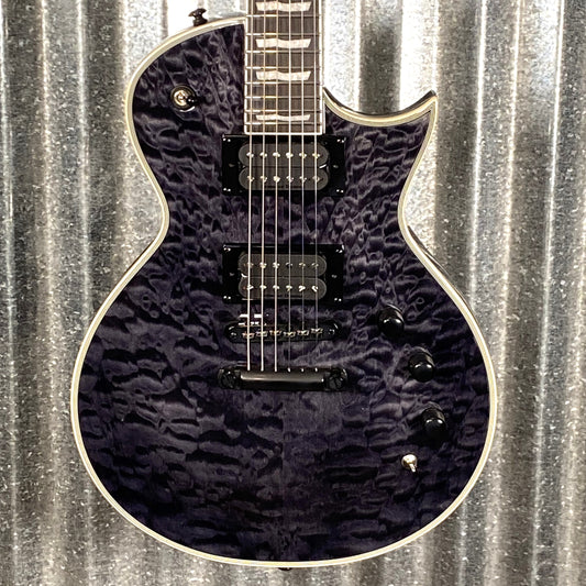 ESP LTD EC-1000 Piezo Bridge Quilt Top See Through Black Seymour Duncan Guitar #0259 Used