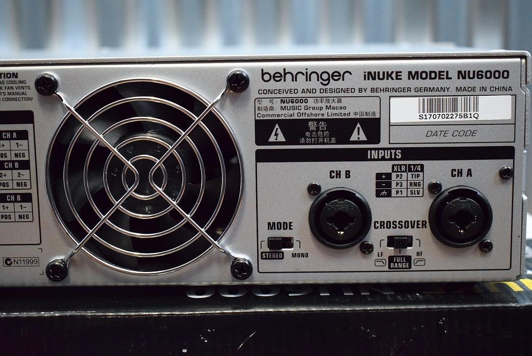 Behringer NU6000 6000 Watt 2 Channel Light Weight PA Power Amplifier