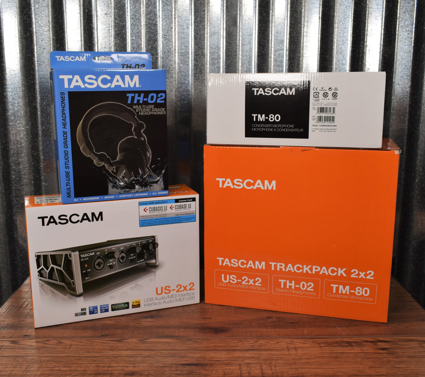 Tascam US-2x2 TP-CU Track Pack US-2x2 USB Audio Recording Interface TM-80 Mic & TH-02 Headphones Bundle