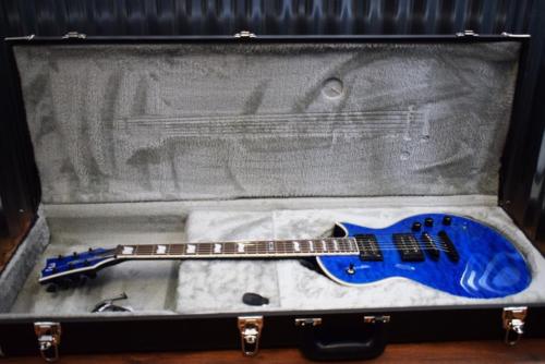 ESP LTD EC-1000 Piezo Bridge  Quilt Top See Through Blue Guitar & Case #269