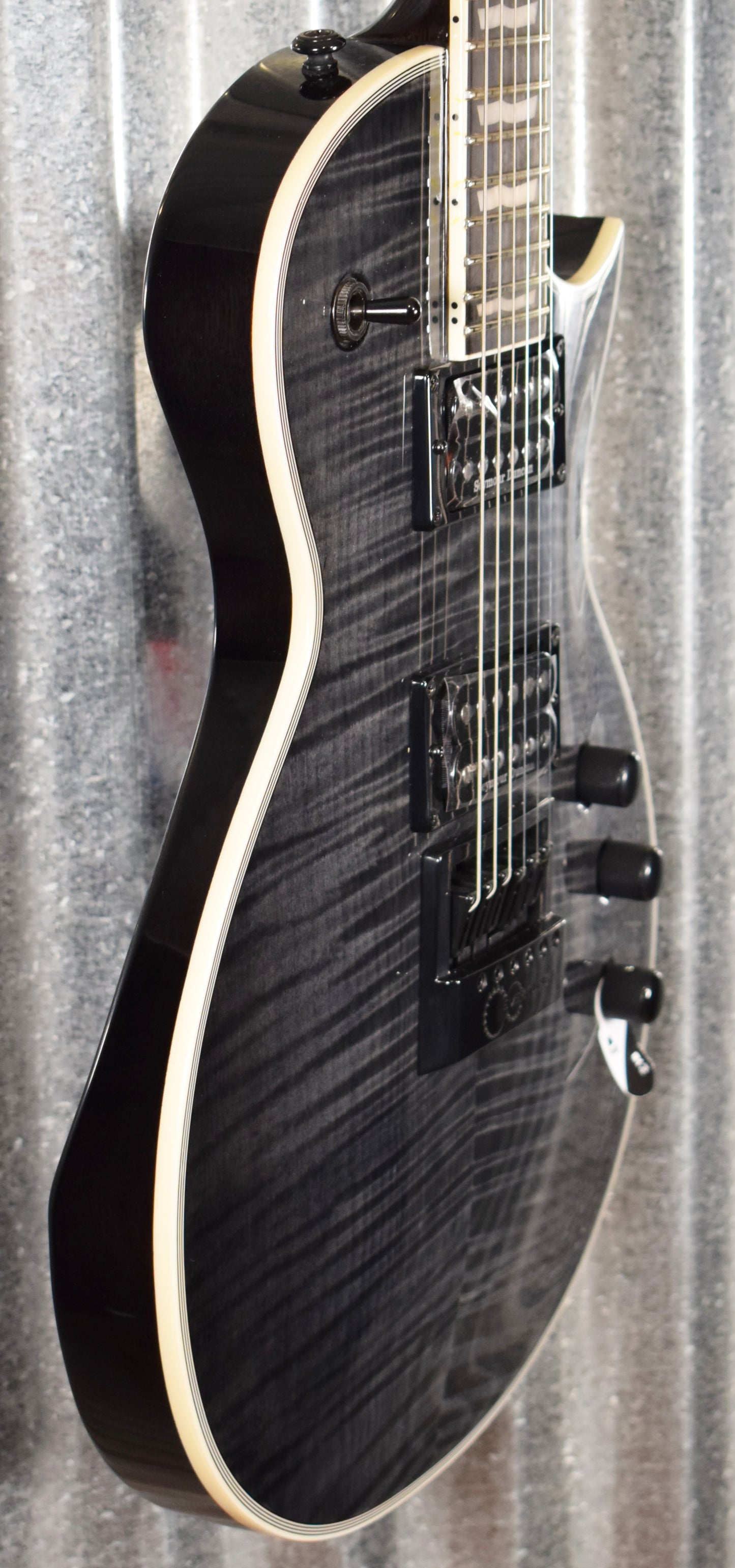 ESP LTD EC-1000 Evertune Flame See Thru Black Seymour Duncan Guitar EC1000ETFMSTBLK #1411 Demo